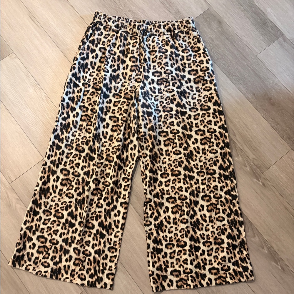 Zara Wide Leg Leopard Print Pants - Black, Brown, Cream